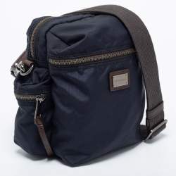 Dolce & Gabbana Navy Blue Nylon and Leather Messenger Bag