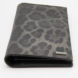 Dolce & Gabbana Grey/Black Leopard Print Coated Canvas Long Wallet