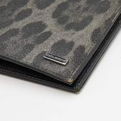 Dolce & Gabbana Grey/Black Leopard Print Coated Canvas Long Wallet