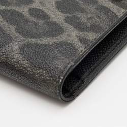 Dolce & Gabbana Grey/Black Leopard Print Coated Canvas Long Wallet