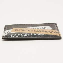Dolce & Gabbana Black Logo Print Leather Card Holder
