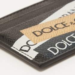 Dolce & Gabbana Black Logo Print Leather Card Holder