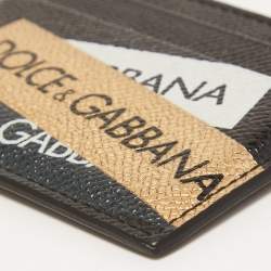 Dolce & Gabbana Black Logo Print Leather Card Holder