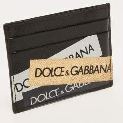 Dolce & Gabbana Black Logo Print Leather Card Holder