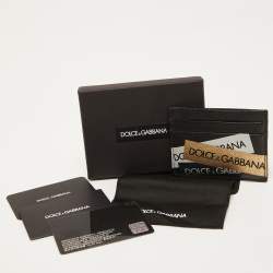 Dolce & Gabbana Black Logo Print Leather Card Holder