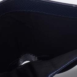 Pre Owned Dolce & Gabbana Navy Blue Leather Logo Plaque Bifold Wallet