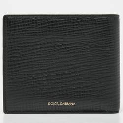Dolce & Gabbana Black Leather Artist Patch Bifold Wallet 