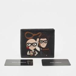 Dolce & Gabbana Black Leather Cowboy Patch Bifold Wallet