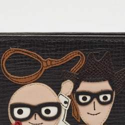 Dolce & Gabbana Black Leather Cowboy Patch Bifold Wallet