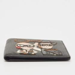 Dolce & Gabbana Black Leather Cowboy Patch Bifold Wallet