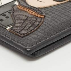 Dolce & Gabbana Black Leather Cowboy Patch Bifold Wallet