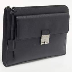 Pre Owned Dolce & Gabbana Black Leather Front Pocket Portfolio