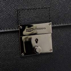 Pre Owned Dolce & Gabbana Black Leather Front Pocket Portfolio