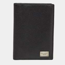 Dolce and Gabbana Dark Grey Leather Money Clip Bifold Card Holder Dolce Gabbana TLC