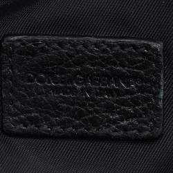 Dolce & Gabbana Black Grained Leather Zip Pouch 