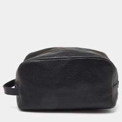 Dolce & Gabbana Black Grained Leather Zip Pouch 