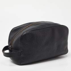 Dolce & Gabbana Black Grained Leather Zip Pouch 