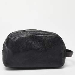 Dolce & Gabbana Black Grained Leather Zip Pouch 