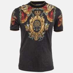 Pre Owned Dolce & Gabbana Black Printed Cotton Jersey T-Shirt S