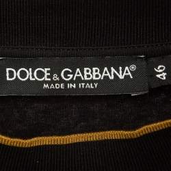 Pre Owned Dolce & Gabbana Black Printed Cotton Jersey T-Shirt S