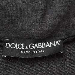 Pre Owned Dolce & Gabbana Grey Cotton Knit Hoodie S