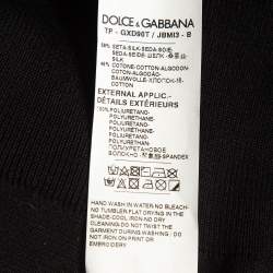 Pre Owned Dolce & Gabbana Black Logo Print Cotton Polo T-Shirt M