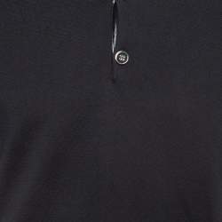 Pre Owned Dolce & Gabbana Black Logo Print Cotton Polo T-Shirt M