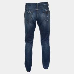 Pre Owned Dolce & Gabbana Blue Distressed 14 Gold Jeans Waist 37"