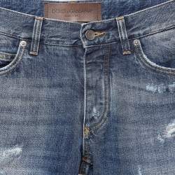 Pre Owned Dolce & Gabbana Blue Distressed Denim Jeans S Waist 30"