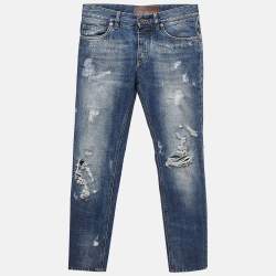 Pre Owned Dolce & Gabbana Blue Distressed Denim Jeans S Waist 30"
