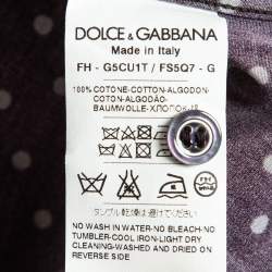 Pre Owned Dolce & Gabbana Gold Dark Purple Dotted Cotton Buttoned Up Shirt XXS