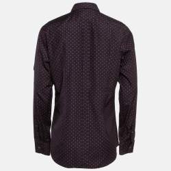 Pre Owned Dolce & Gabbana Gold Dark Purple Dotted Cotton Buttoned Up Shirt XXS