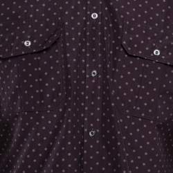 Pre Owned Dolce & Gabbana Gold Dark Purple Dotted Cotton Buttoned Up Shirt XXS