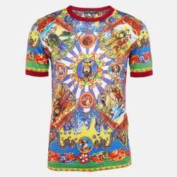 Pre Owned Dolce & Gabbana Multicolor Caretto Siciliano Print Jersey T-Shirt S