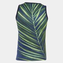 Pre Owned Dolce & Gabbana Navy Printed Cotton Knit Sleeveless T-Shirt XS