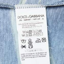 Pre Owned Dolce & Gabbana Navy Printed Cotton Knit Sleeveless T-Shirt XS