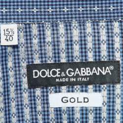 Pre Owned Dolce & Gabbana Gold Blue Patterned Buttoned Up Shirt XS