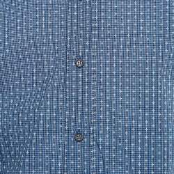Pre Owned Dolce & Gabbana Gold Blue Patterned Buttoned Up Shirt XS