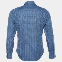 Pre Owned Dolce & Gabbana Gold Blue Patterned Buttoned Up Shirt XS