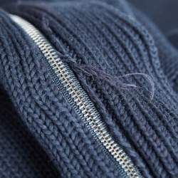 Pre Owned Dolce & Gabbana Navy Blue Applique Rib Knit Zip-Up Jacket S