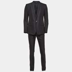 Dolce & Gabbana Black Wool Blend Tailored Pants Suit M