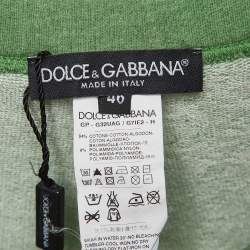 Pre Owned Dolce & Gabbana Green Contrast Trim Knit Shorts L