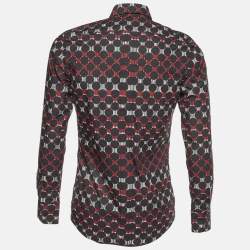 Pre Owned Dolce & Gabbana Gold Black Printed Cotton Buttoned Up Shirt S