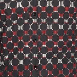Pre Owned Dolce & Gabbana Gold Black Printed Cotton Buttoned Up Shirt S