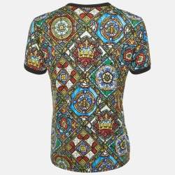 مملوكة مسبقًا Dolce & Gabbana Multicolor Printed Cotton Knit T-Shirt L