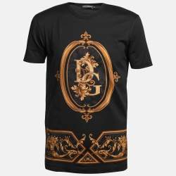 Dolce & Gabbana Black Sacro Logo Print Jersey Crew Neck T-Shirt S