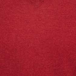 Pre Owned Dolce & Gabbana Burgundy Rib Knit V-Neck Sweater M