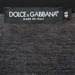 Pre Owned Dolce & Gabbana Black Cotton Embroidered Motif T-Shirt S