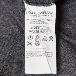 Pre Owned Dolce & Gabbana Grey Crown Embroidered Cotton T-Shirt S