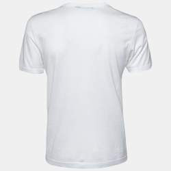 Pre Owned Dolce & Gabbana White Cotton Crest Detail Crew Neck T-Shirt S